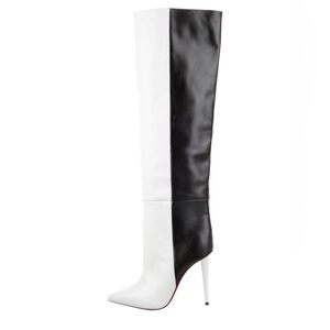 Christian Louboutin Astrilarge 100 black and white over knee boots in 38 EU